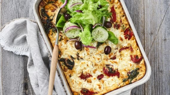 Frittata med grillad paprika och kikärtor