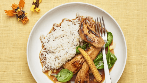 Kyckling teriyaki med ris och minimajs