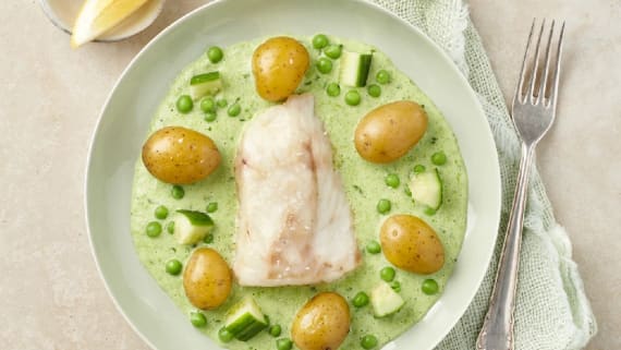 Torsk med krämig ärtsås