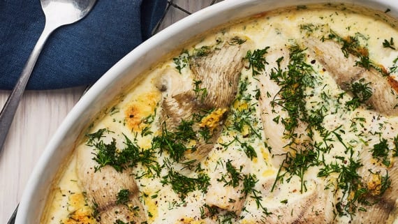 Rödspätta med grädde, dill och citron