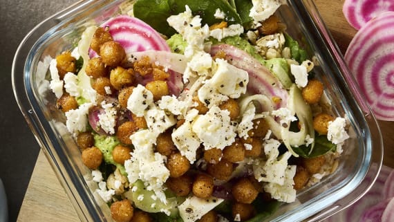 Bowl med mathavre, ärthummus och rostade kikärtor