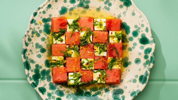Fetaost- och melonsnacks