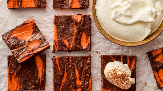 Brownie med cheesecake-swirl