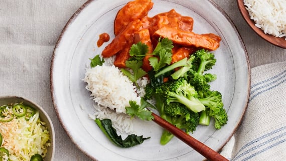 Korv Stroganoff masala med broccoli