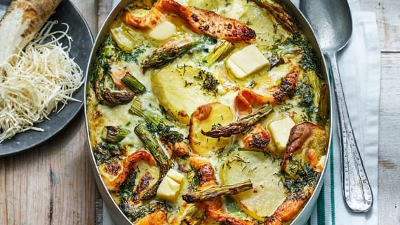 Laxpudding med sparris och dill