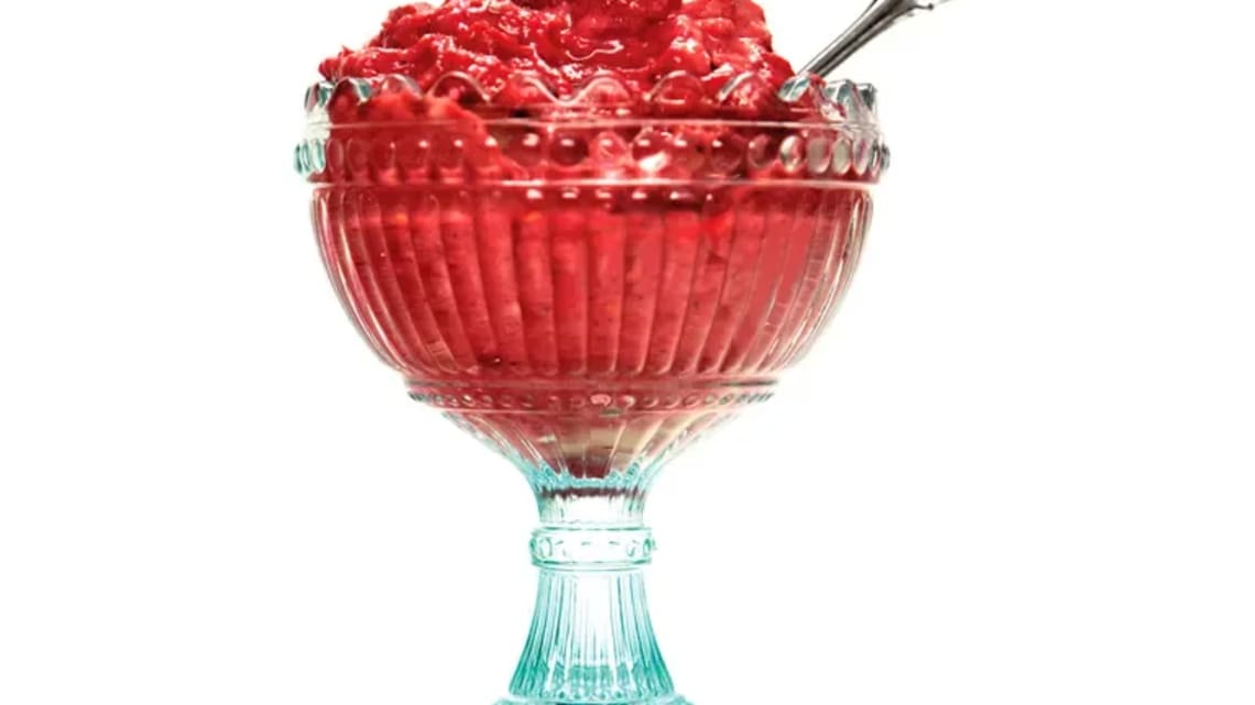 Hälsosam hallonglass