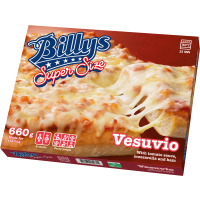 Illustration av Pan pizza Super size vesuvio