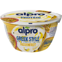 Illustration av Sojayoghurt Greek Style Passionsfrukt 2,7%