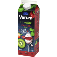 Illustration av Filmjölk Verum jordgubb/kiwi & vattenmelon/fläder