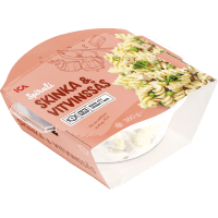 Illustration av Pasta skinka & vitvinsås