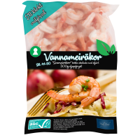 Illustration av Vannameiräkor Kokta Fryst Royal Foods