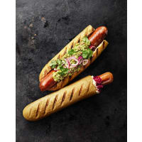 Illustration av Ost/baconkorv i baguette