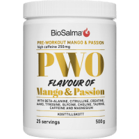 Illustration av PWO Mango/Passionsfrukt