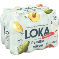 Illustration av Kolsyrat Vatten Persika/Päron 6x33cl