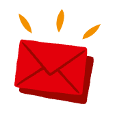 Ett kuvert med tre utropstecken ovanför.