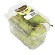 En plastförpackning med avokado innehåller flera hela frukter.