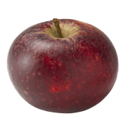 Ett äpple med en stjälk på toppen.