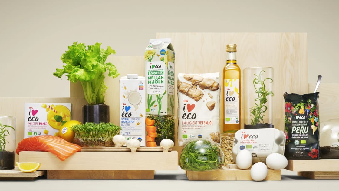 Produkter ur sortimentet ICA I love eco.