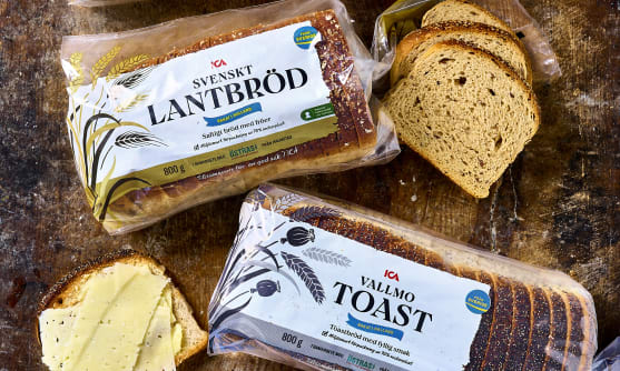 Flera sorters bröd i förpackning.