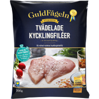 Illustration av Fryst tunnskivad, tvådelad kycklingfilé