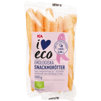 Illustration av Ekologiska snackmorötter i påse