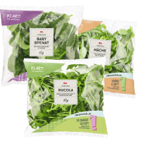 Illustration av Finbladiga sallater i påse