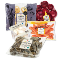 Illustration av Morötter, Rödlök, Champinjoner, Potatis, Rödbetor