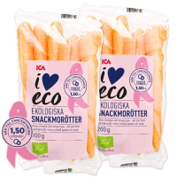 Illustration av Ekologiska snackmorötter i påse
