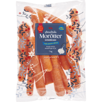 Illustration av Nyskördade morötter i påse