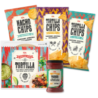 Illustration av Chips, Tacosås, Vetetortillas