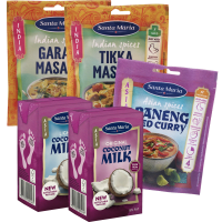 Illustration av Kokosmjölk, Asiatiska/Indiska kryddmixer