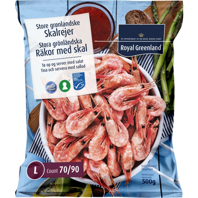 Illustration av Stora frysta räkor med skal