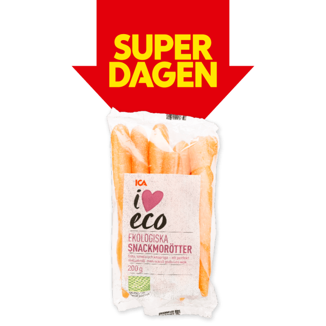 Illustration av Ekologiska snackmorötter i påse