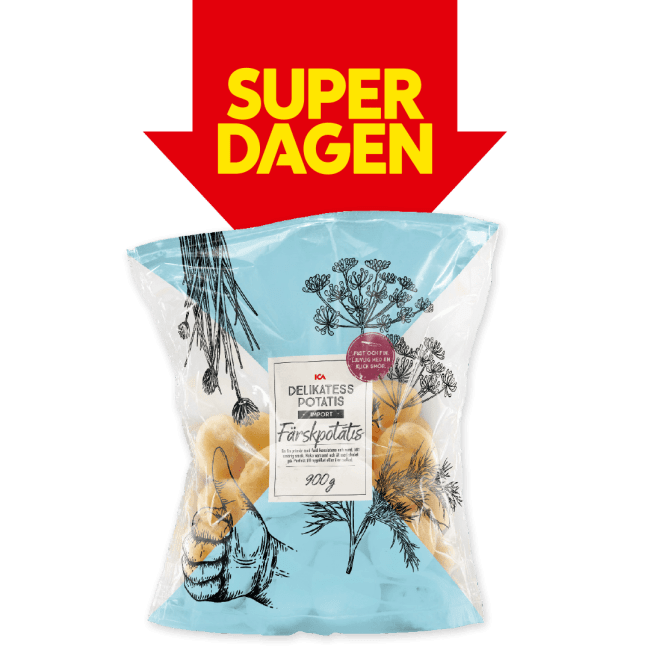 Illustration av Färskpotatis i påse