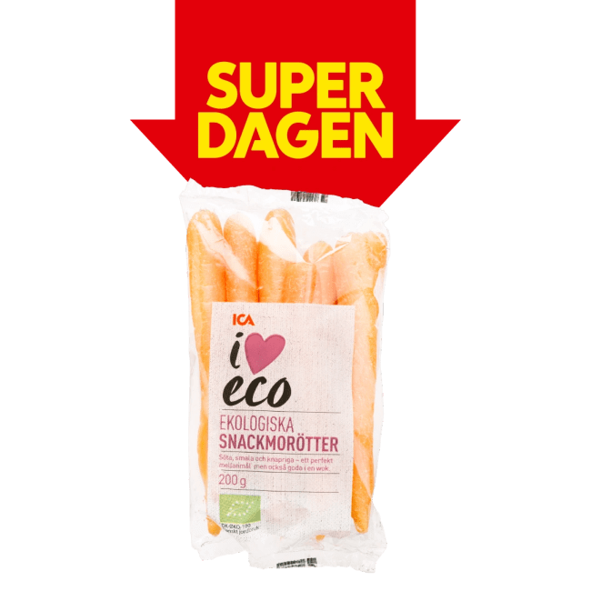 Illustration av Ekologiska snackmorötter i påse