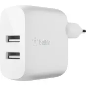 Väggladdare dubbel USB-A Belkin.
