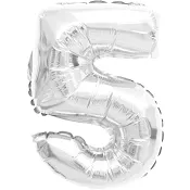 Folieballong Nr 5 Silver 35cm Happy Party.