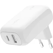 Väggladdare USB-C+USB-A Vit.