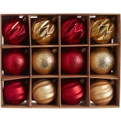 Julkulor 6cm röd/guld 12-p Festive.