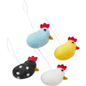 Hänge höna ull 6cm 4-p Festive.