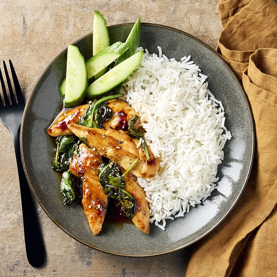 Chicken teriyaki med gurka
