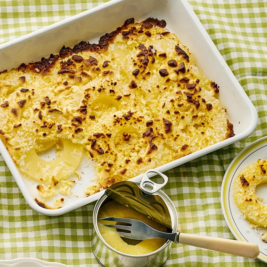 Gino på konserverad ananas med kokos och vit choklad