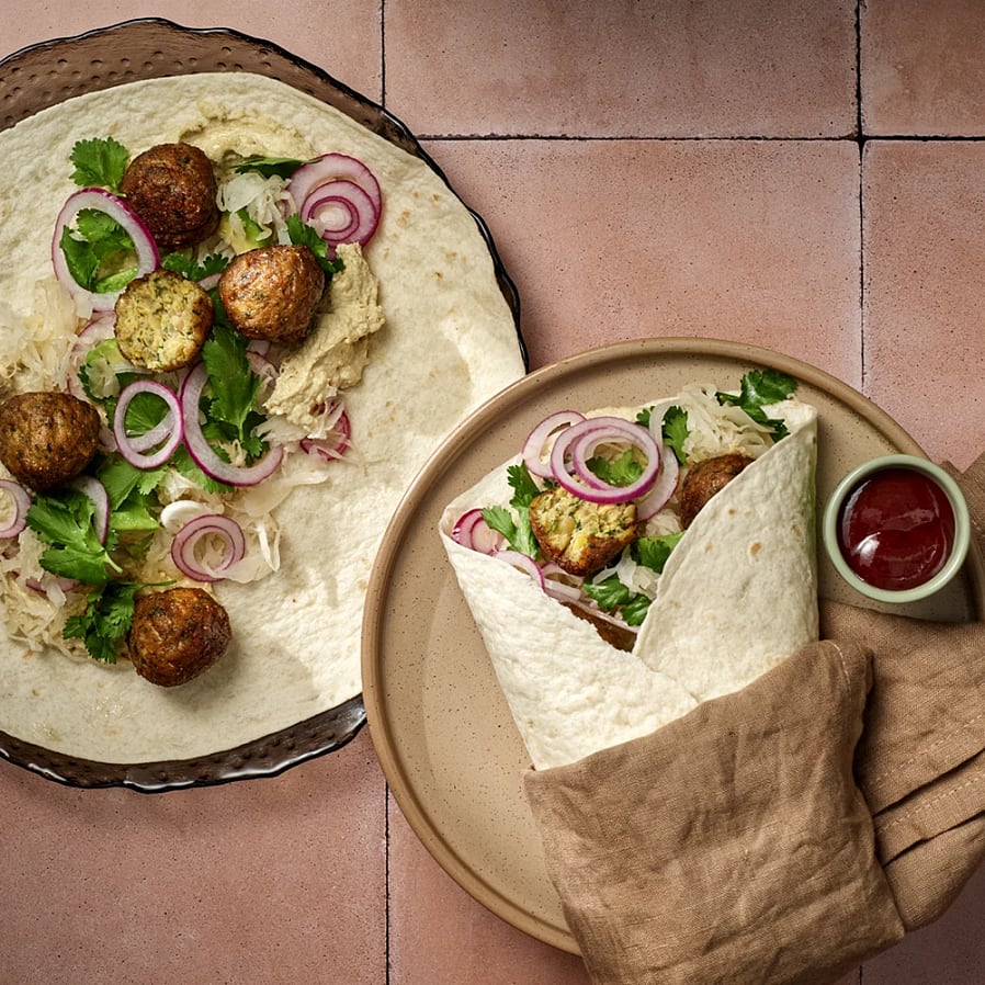 Snabblagad falafelrulle