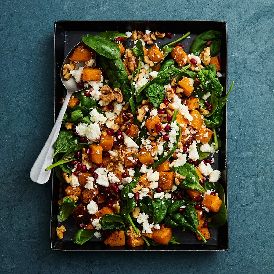 Butternut med fetaost, sumak och valnötter
