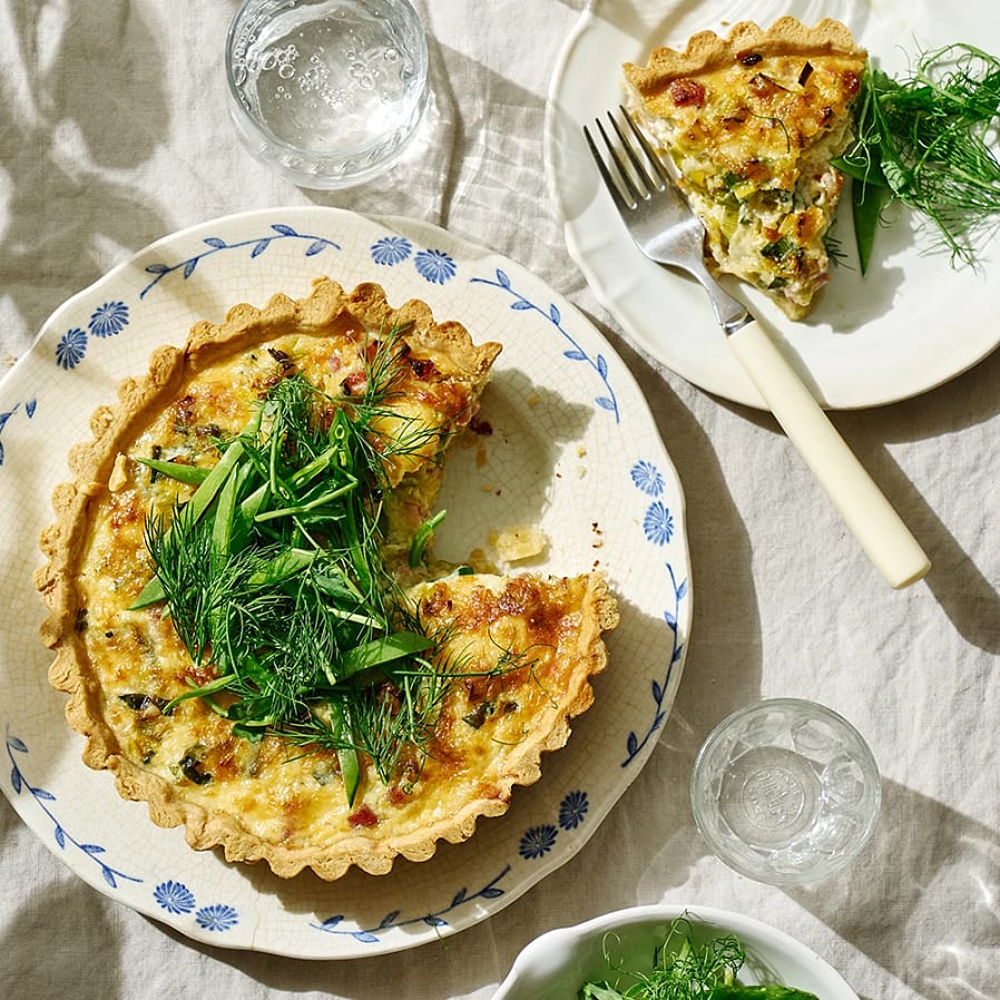 Quiche med purjolök och pancetta