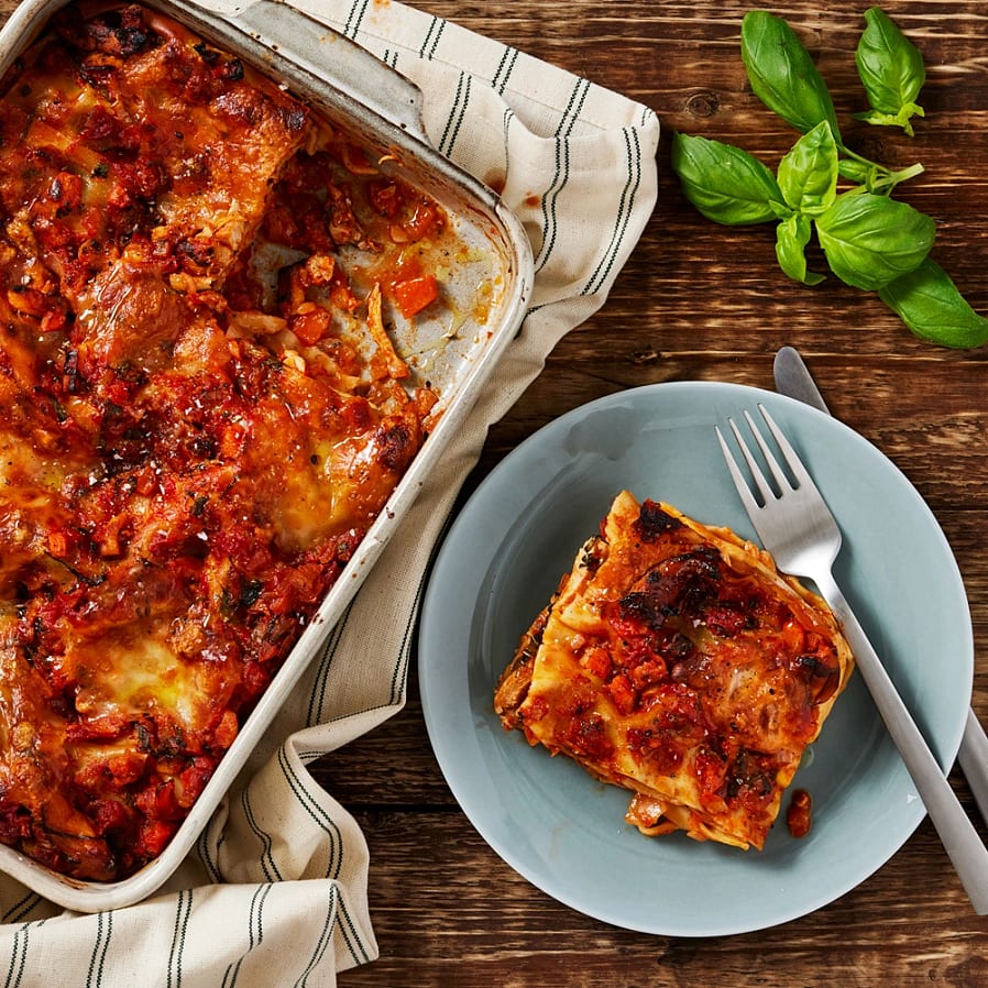 Kycklinglasagne med tomat och mozzarella