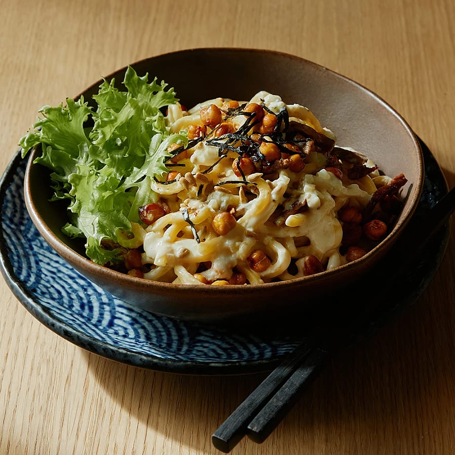 Krämiga udonnudlar med biff