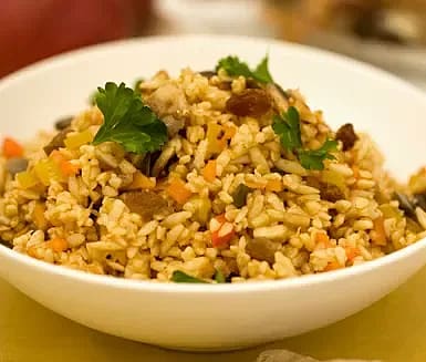 Röd risotto med rispasta och bulgur