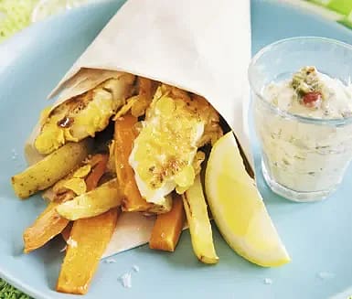 Fish & chips med remouladsås