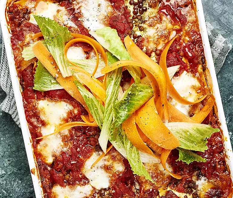 Lasagne med zucchini och linser